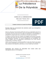 Compte Rendu Du Conseil Des Ministres -- Mercredi 1er Février 2017