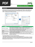 Web Settings Quick Reference