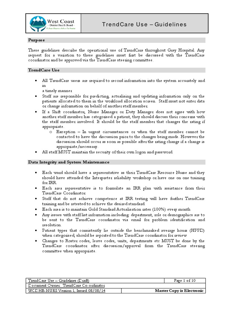 TrendCare Operational Guidelines | PDF | Patient | Midwife