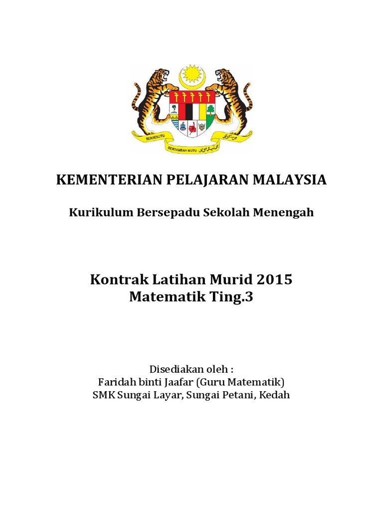 Kontrak Latihan Tingkatan 3 2017 Pdf