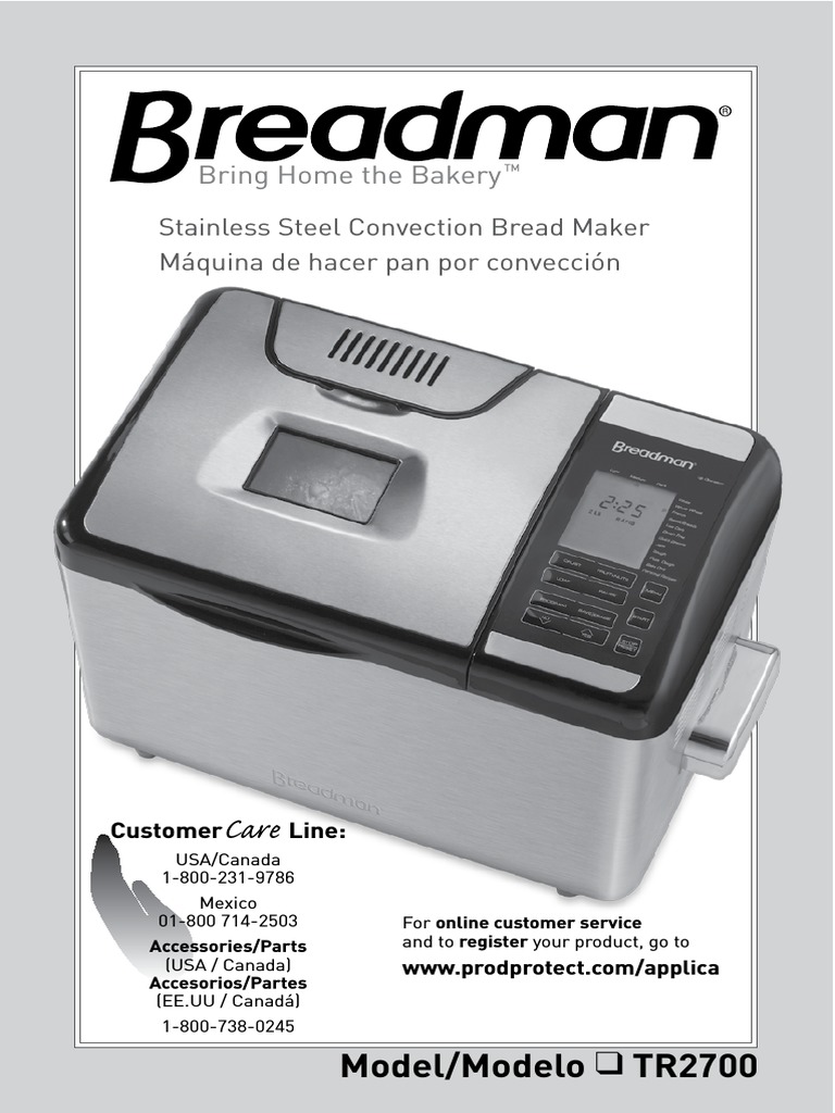 Breadman Manual TR2700 PDF Flour Breads