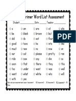 sight word assessment