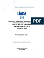 Influencia Familiar Del Aprendizaje de Los Estudiantes de 2do de Basica