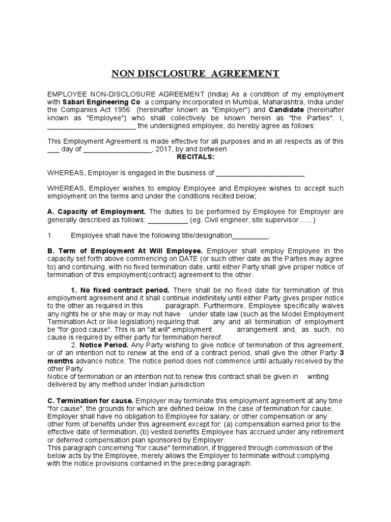 EMPLOYMENT AGREEMENT Bond Clauses First Draft January 21 PDF
