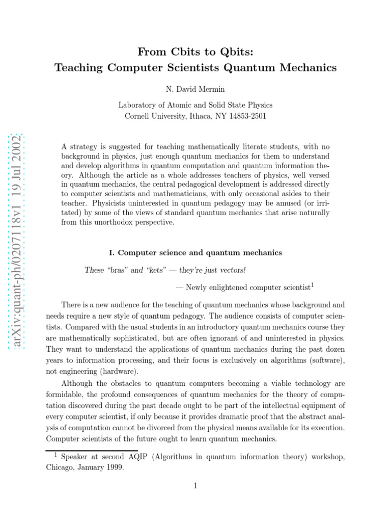 QC PDF | PDF | Quantum Mechanics | Vector Space
