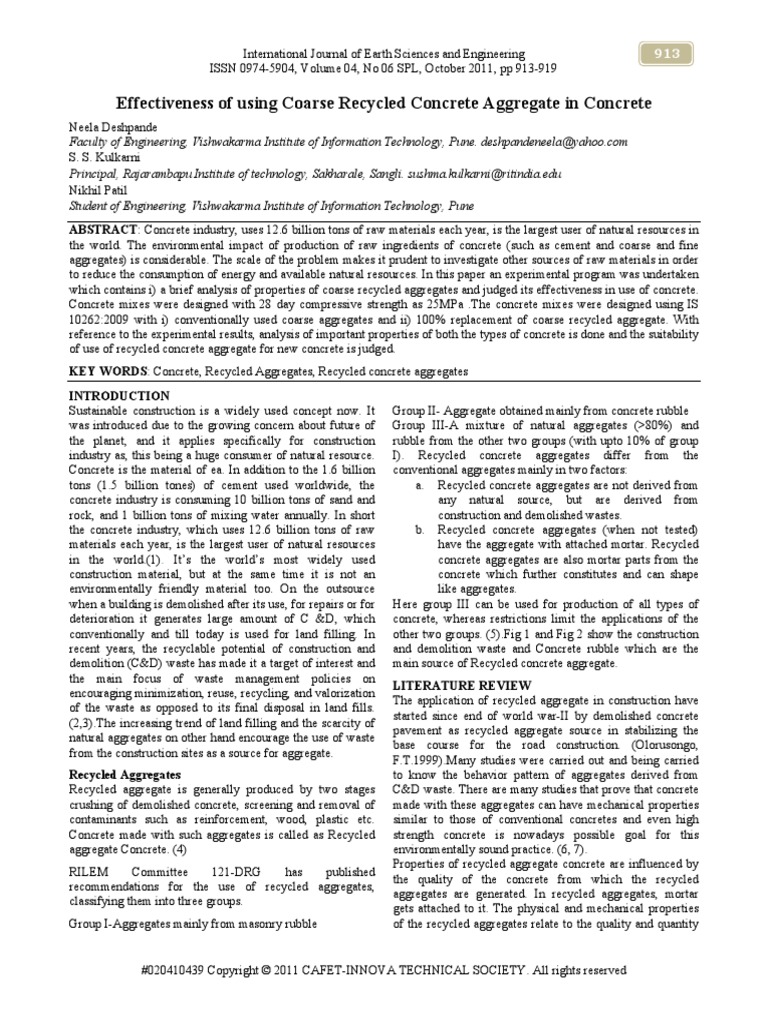 2011-Effectiveness of Using Coarse Recycled Concrete Aggregate in ...