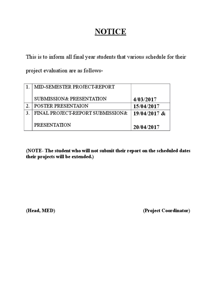 Project Evaluation Schedule for Students | PDF