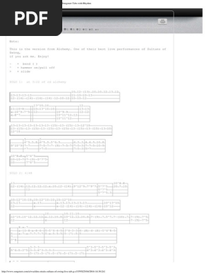 Sultans Of Swing Live Tab By Dire Straits Text Version
