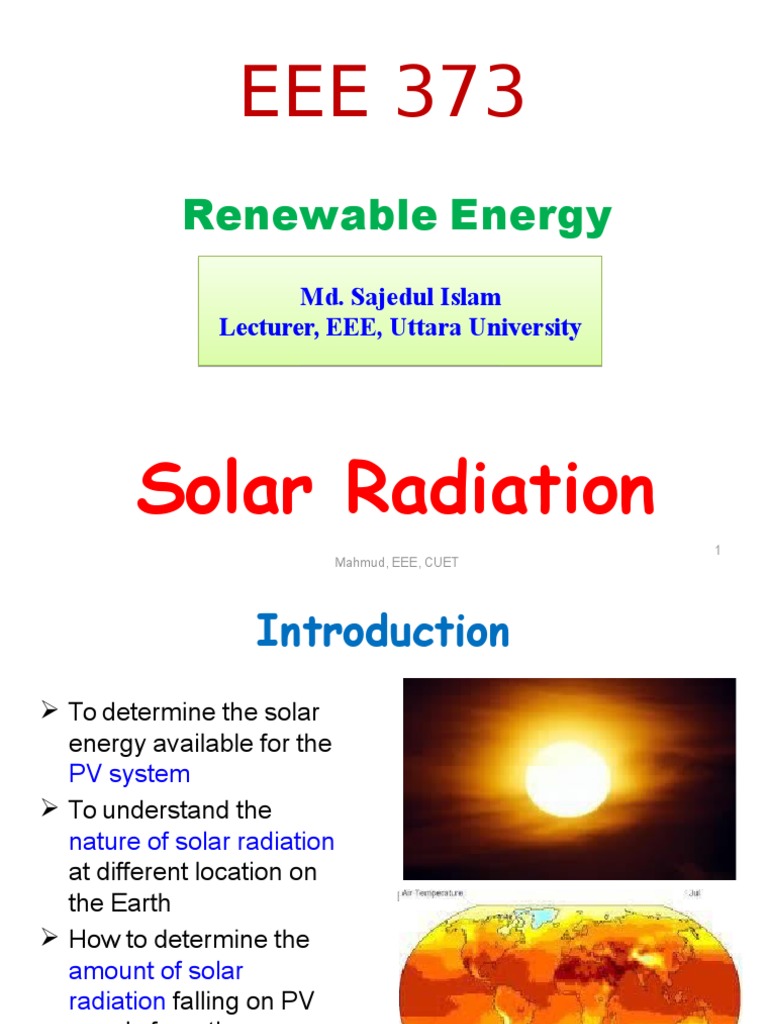 Solar Radiation for PV Systems | PDF
