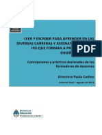 Leer y Escribir Para Aprender en Las Diversas Carreras y Asignaturas de Los IFD Que Forman a Prof de Ensen Anza Media