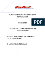 Engineering Workshop Processes: Certificate in Mechanical Engineering