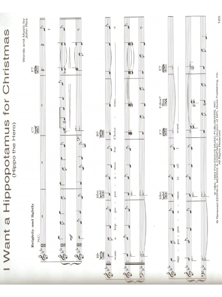 I Want A Hippopotamus For Christmas | PDF for Free Printable I Want A Hippopotamus For Christmas Sheet Music