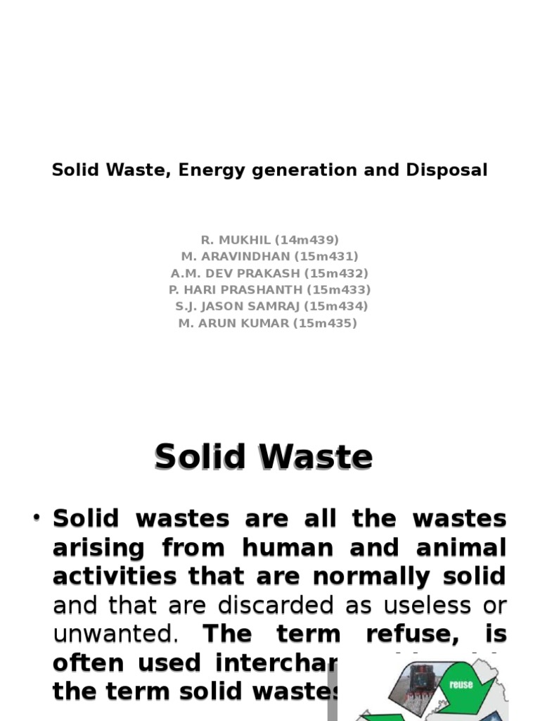 Solid Waste Management and Energy Solutions | PDF | Waste Management ...