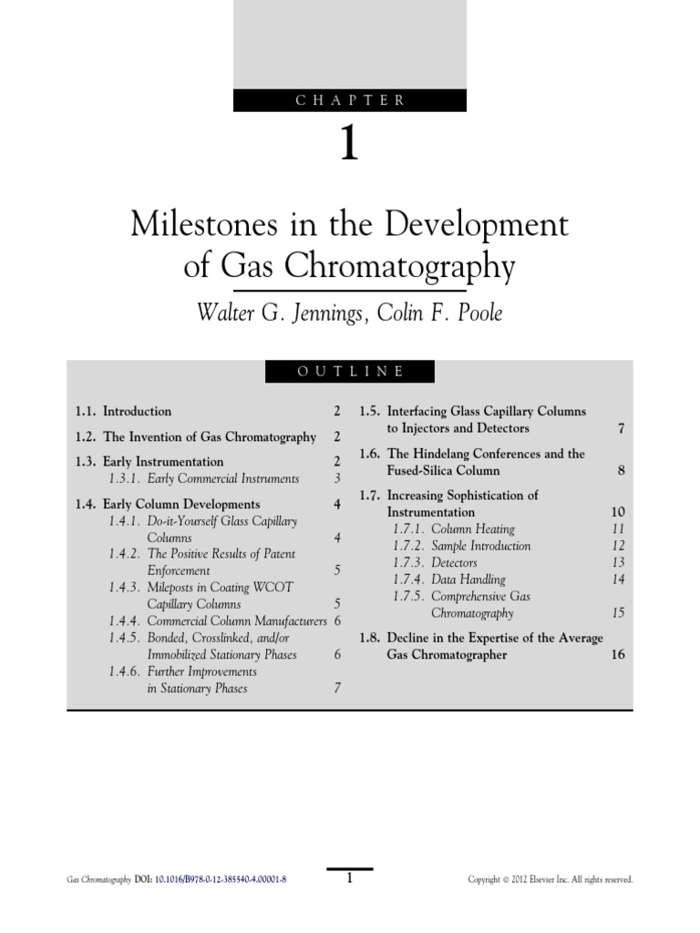 Chapter 1 Milestones in The Development of Gas Chromatography 2012
