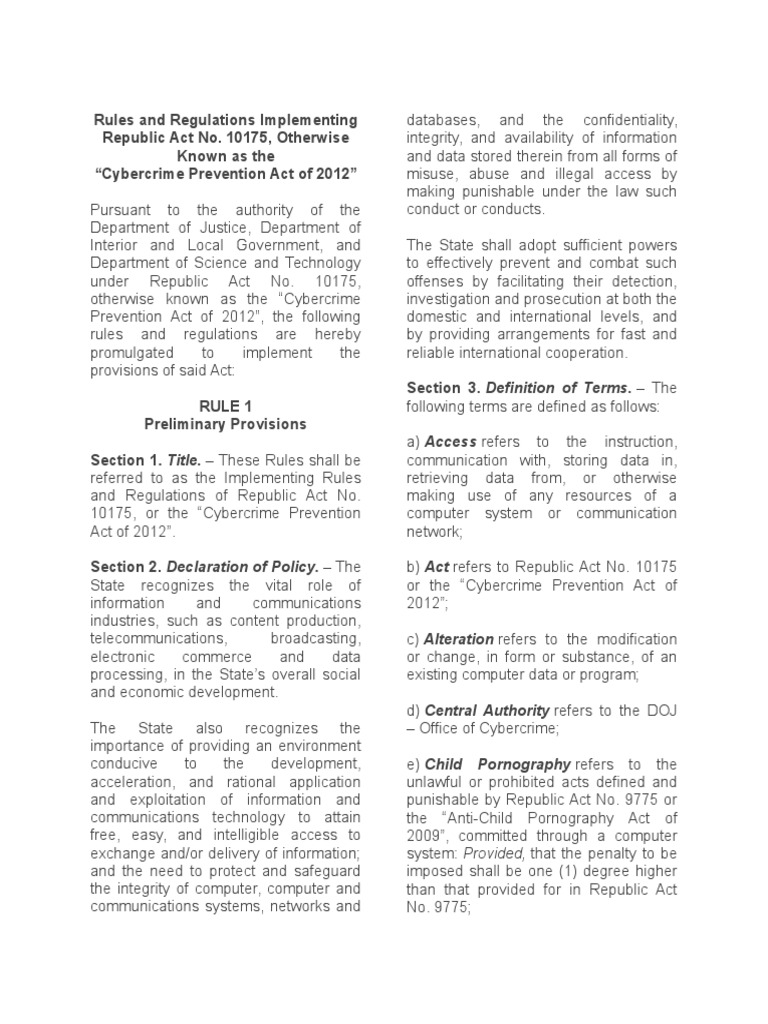 Implementing Rules of RA 10175 | PDF | Computer Security | Security