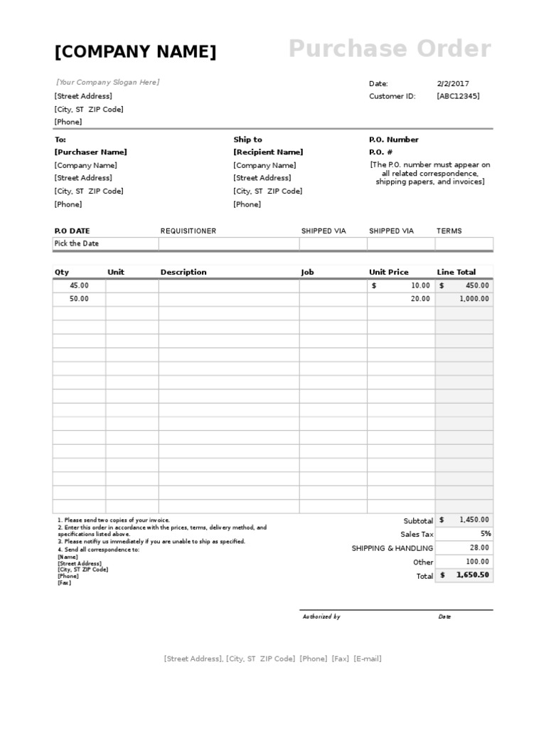 Purchase Order Template Example | PDF | Address (Geography) | Communication