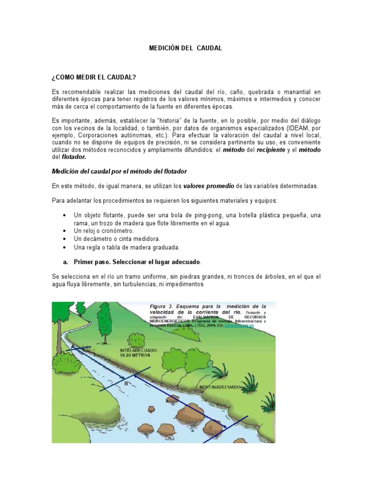 Métodos para Medir el Caudal de un Río | PDF | Descarga (hidrología) | Agua