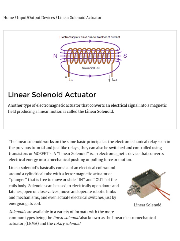 Linear Solenoid Actuator Theory and Tutorial PDF Inductor Switch