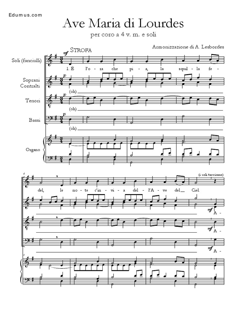 Ave Maria Di Lourdes Spartito Pdf