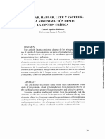 Escuchar, Hablar, Leer y Escribir Desde La Opción Crítica