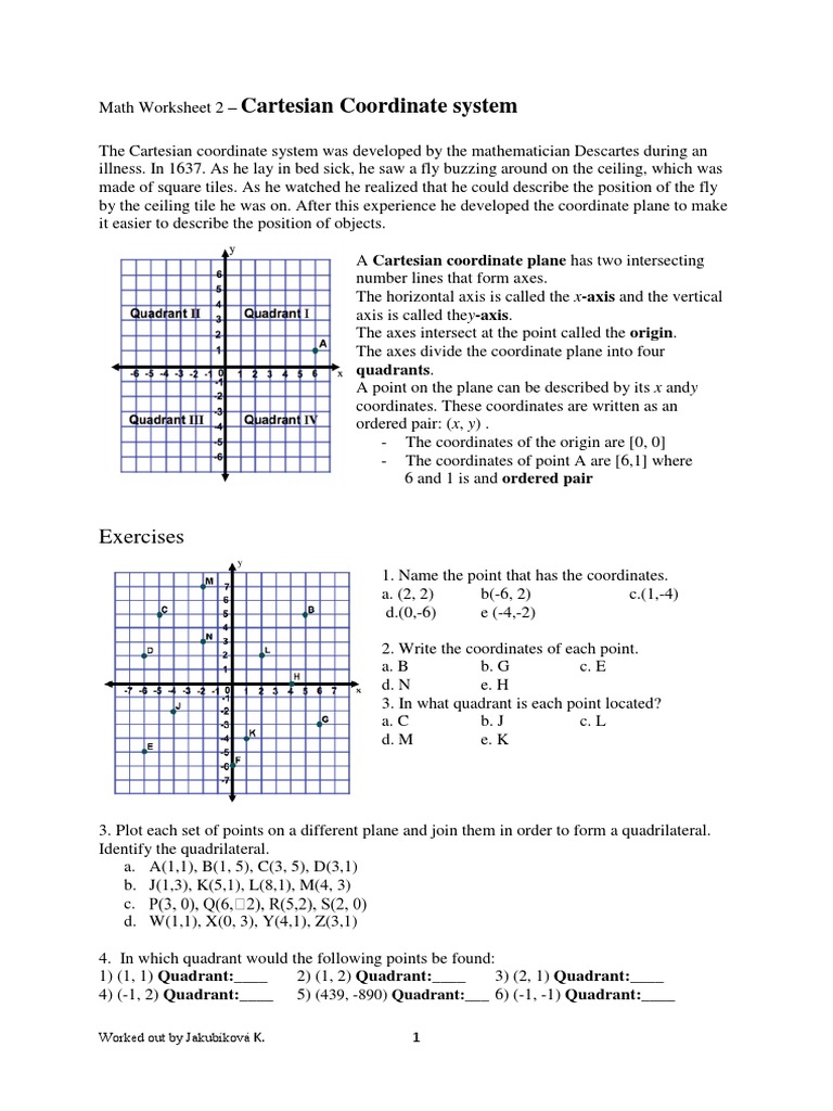Cartesian Coordinate System Worksheet | PDF | Cartesian Coordinate ...