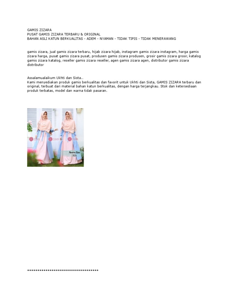 Gamis ZIZARA Terbaru Dan Original