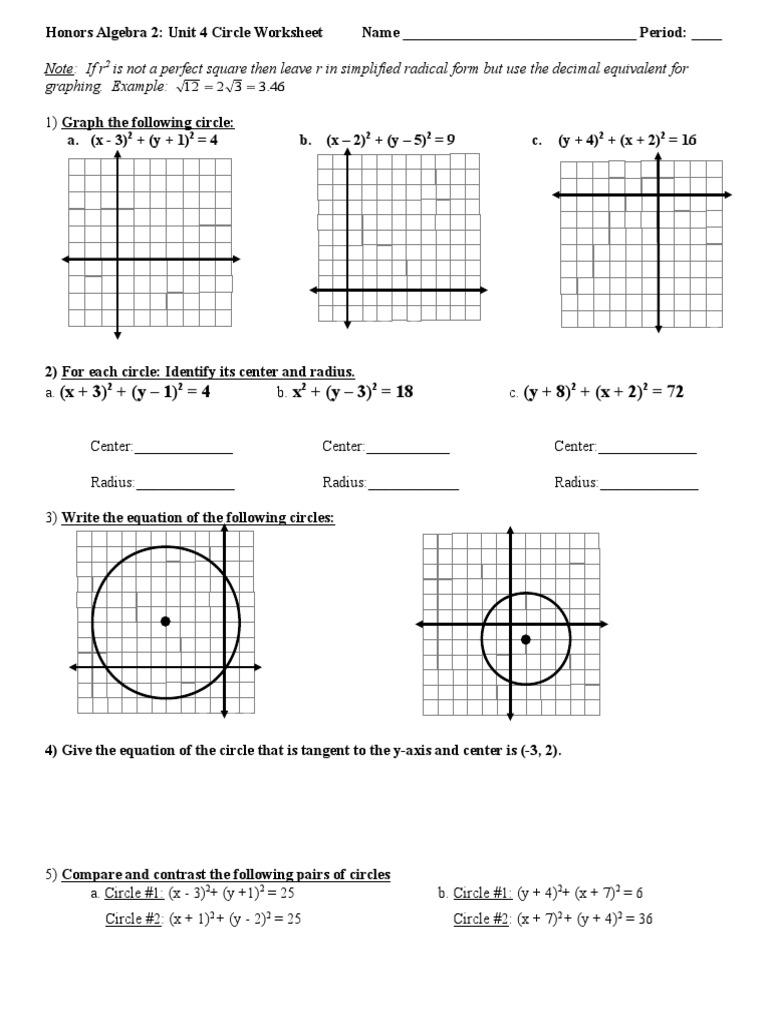 Circles Worksheet U4 | PDF