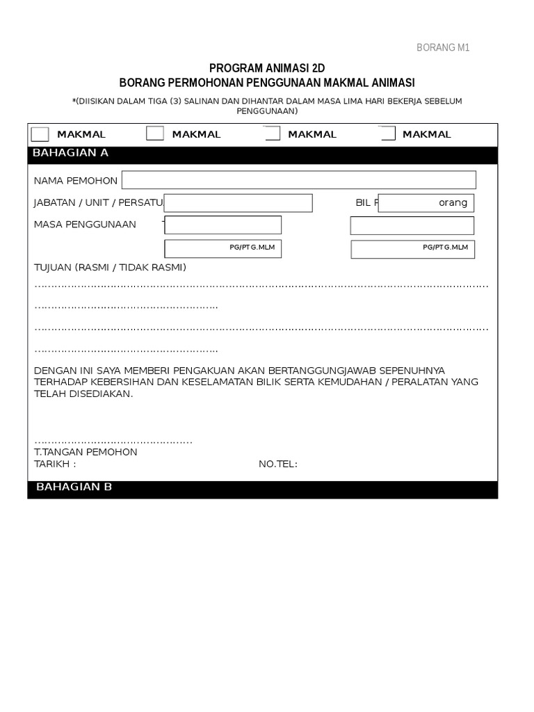 Borang Penggunaan Makmal | PDF