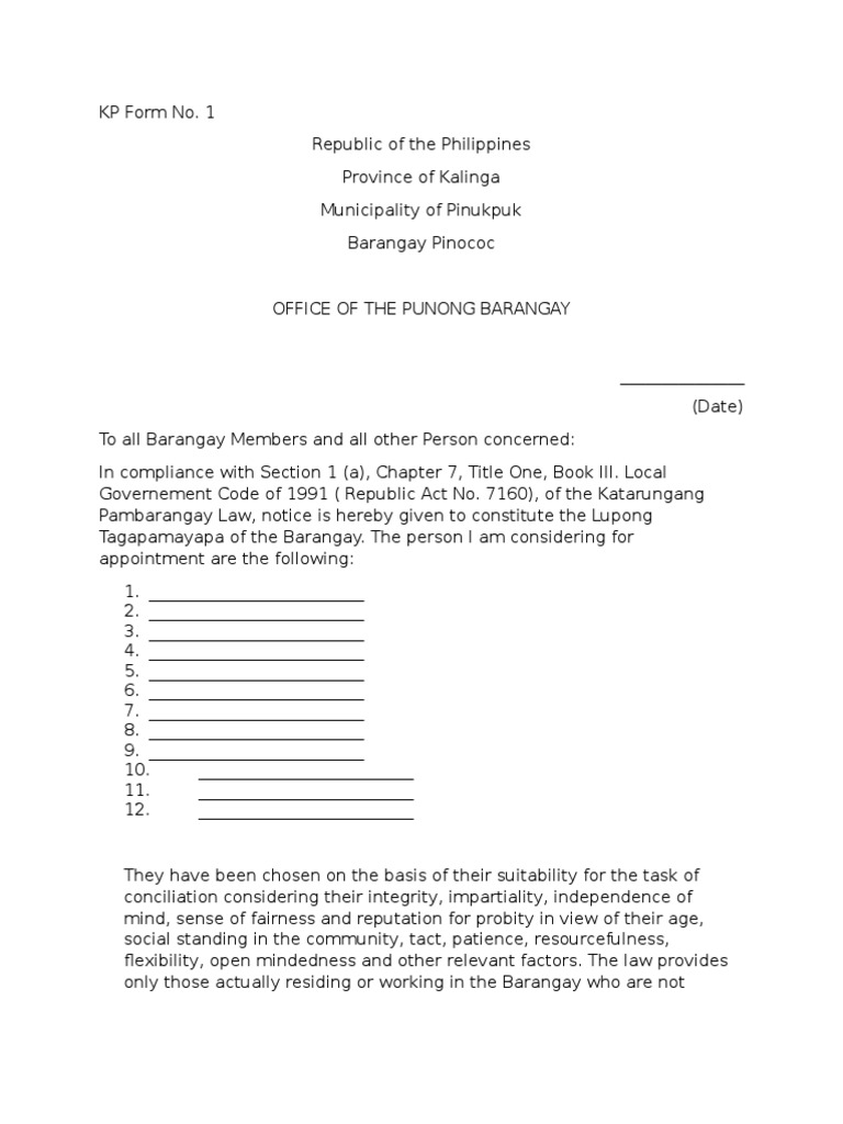 KP Form 1 PDF