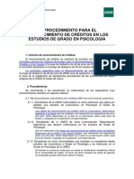 Procedimiento Reconocimiento Créditos Grado Psicología UNED