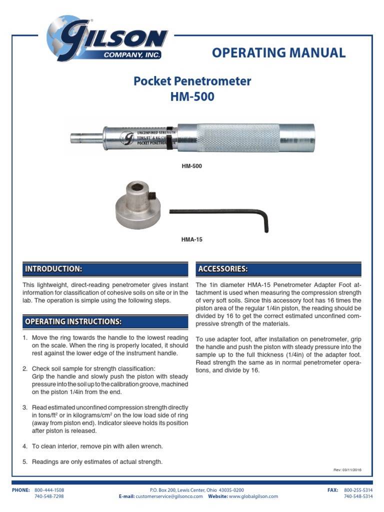 Pocket Penetrometer Operating Manual | PDF | Nature