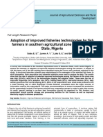 Adoption of Improved Fisheries Technologies by Fish Farmers in Southern Agricultural Zone of Nasarawa State, Nigeria