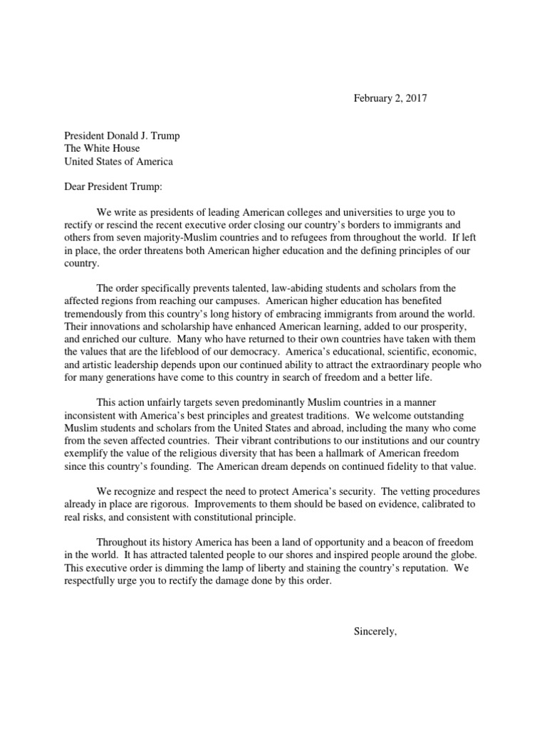 Letter To President Donald Trump PDF American Government Immigration(05)
