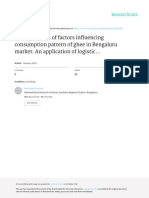 Determination of Factors Influencing Consumption Pattern of Ghee in Bengaluru Market: An Application of Logistic..