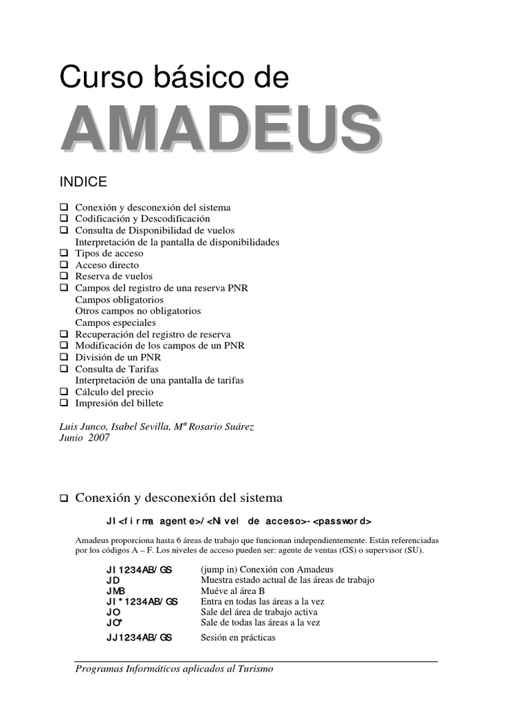 103 Guia - Amadeus Basico PDF | PDF | Informática y tecnología de la ...