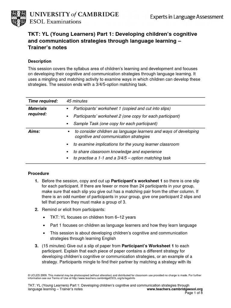 TKT Young Learners Part 1developing - Children's - Cognitive - and ...