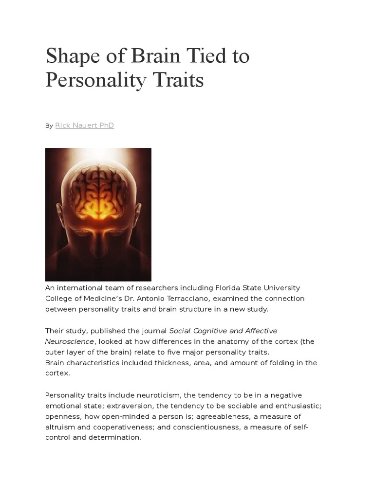 Shape of Brain Tied to Personality Traits | Cerebral Cortex | Brain