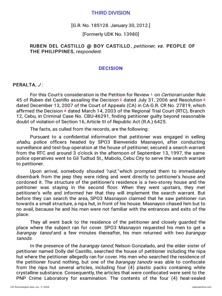 Petitioner Vs Vs Respondent: Third Division | PDF | Probable Cause ...
