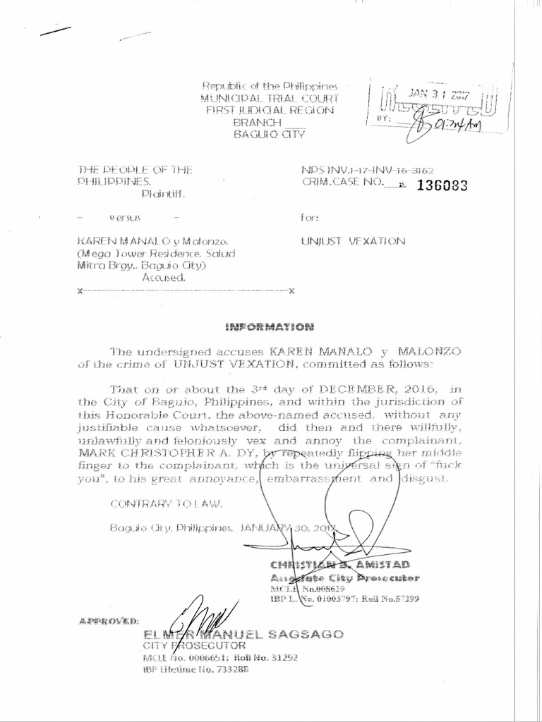 Unjust Vexation Information | PDF