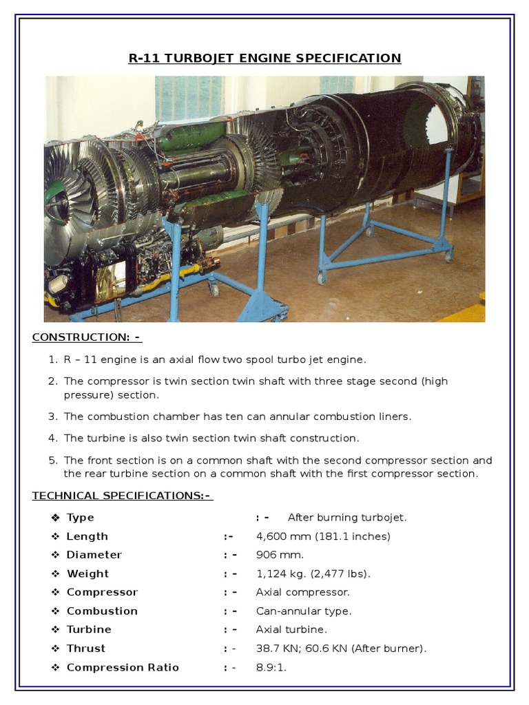 R-11 Turbojet Engine Specification: Construction | PDF