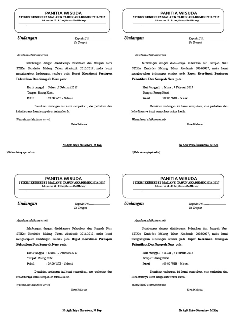 Undangan Undangan Panitia Wisuda Panitia Wisuda