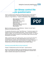 The Glazer-stress Control Life-style Questionnaire PERSONALITY TYPE