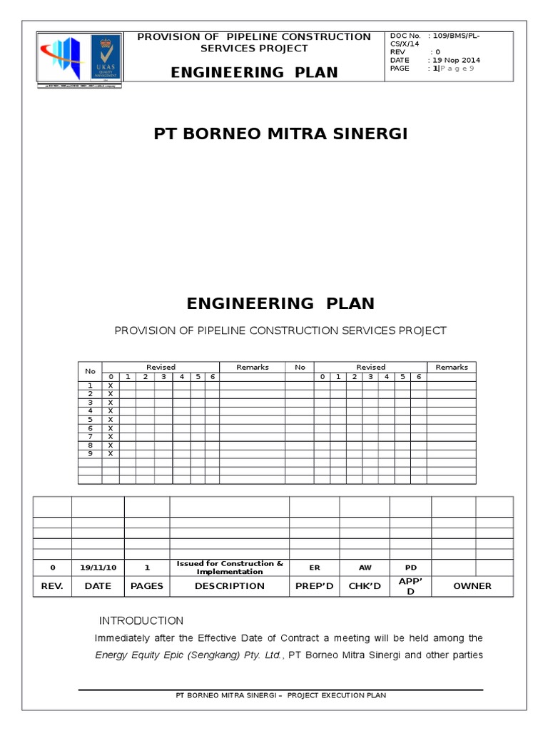PT Borneo Mitra Sinergi: Engineering Plan | PDF | Quality Assurance | Audit