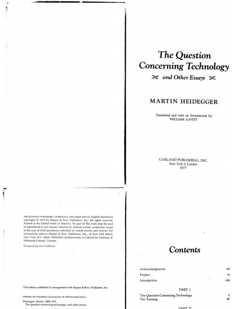 Heidegger essays technology picture