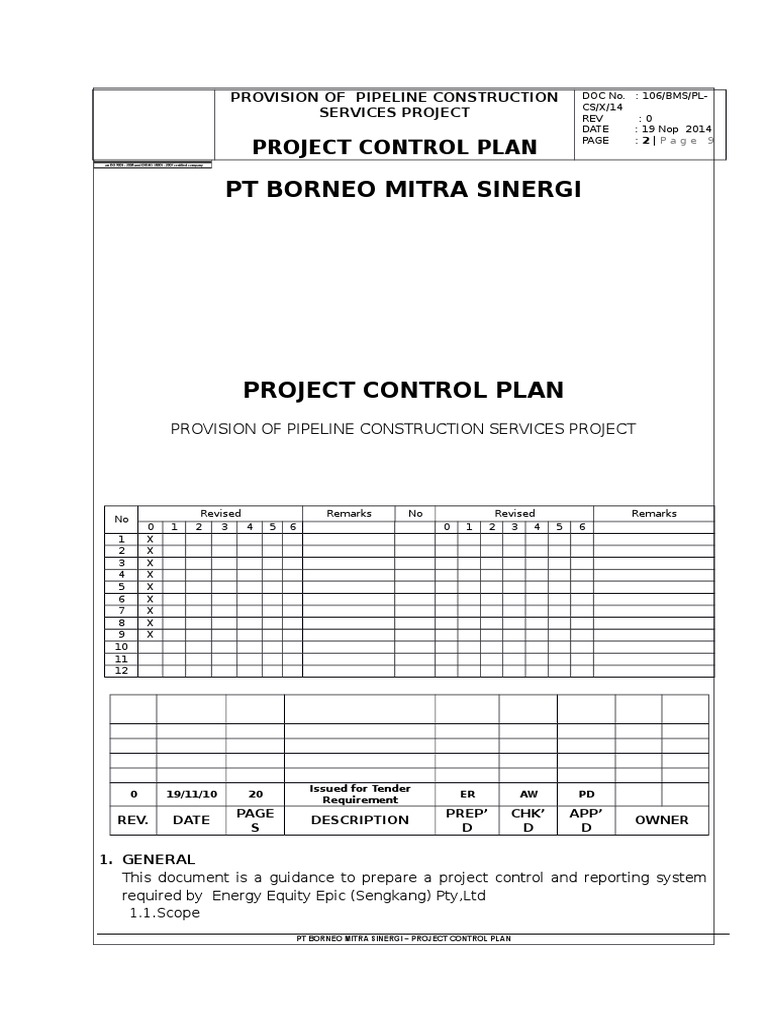 1.6 Project Control Plan | Production And Manufacturing | Business