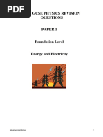 Basic Electricity Questions IGCSE