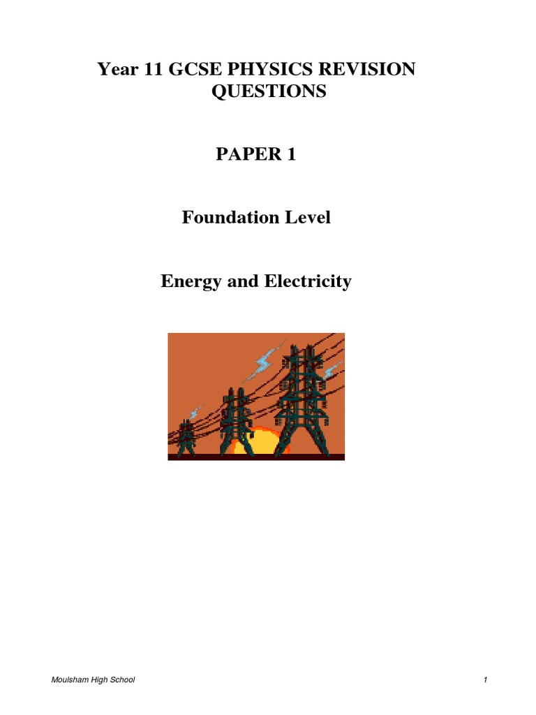 Basic Electricity Questions IGCSE PDF Watt Insulator (Electricity)