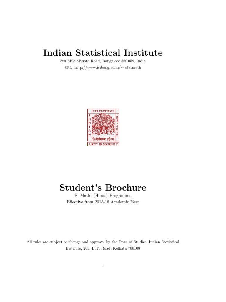 Indian Statistical Institute 8th Mile Mysore Road, Bangalore 560 059