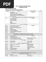 Tle 6 - Culinary Arts Course Outline