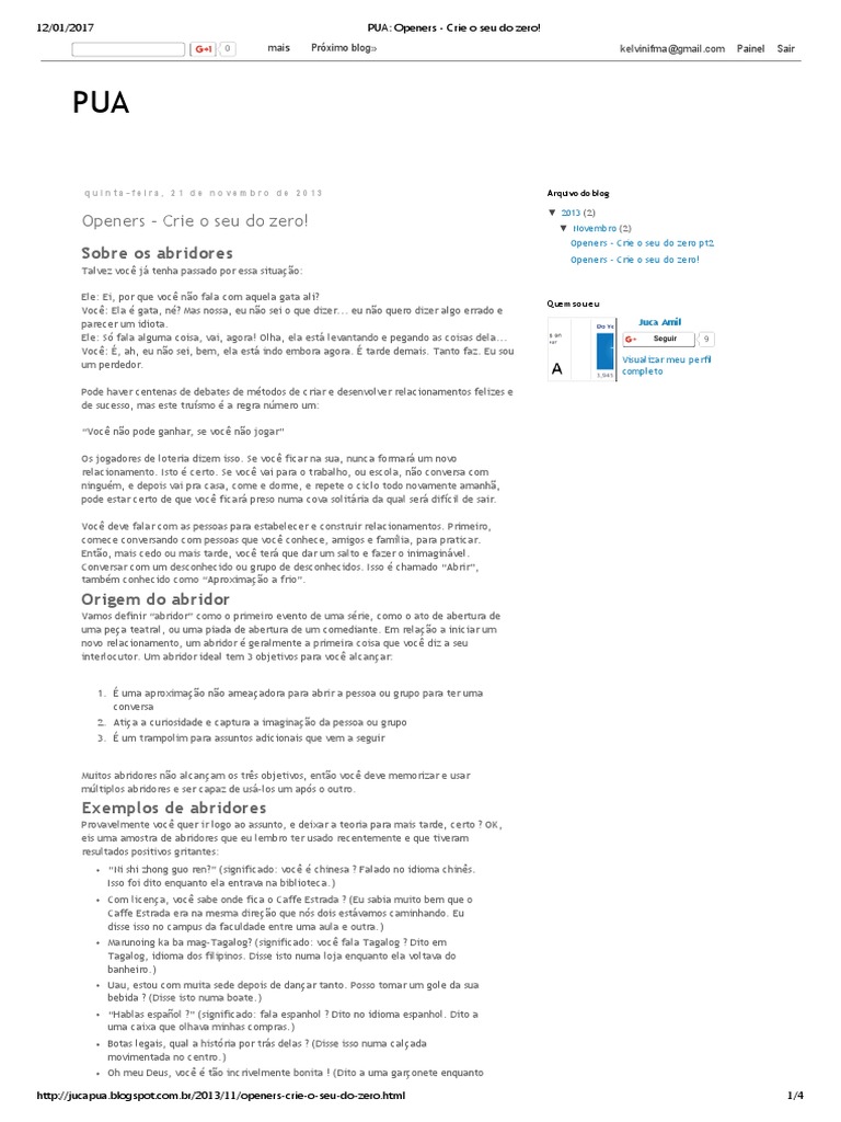 PUA Openers Crie o Seu Do Zero! PDF Linguagem natural